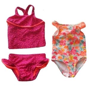 (2) Baby Girls Swimsuits, Swimwear, Pink